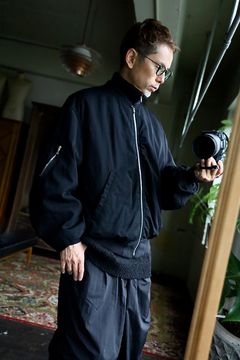 グラフペーパー Fulled Wool Twill Flight Jacket(GU263-30411)BLACK