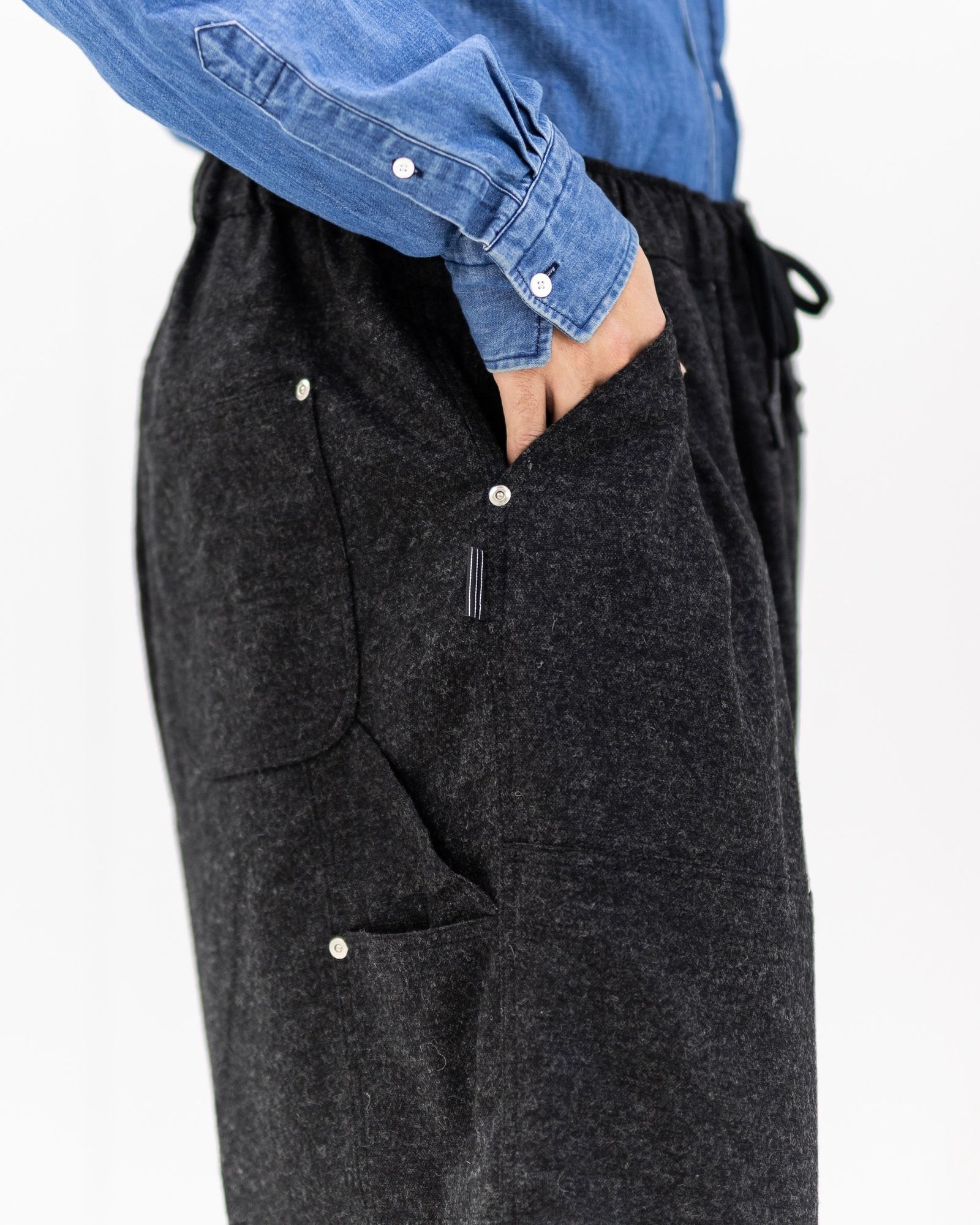 S.F.C 25FW エスエフシー CASHMERE WOOL DOUBLE KNEE PANTS(SFCFW25P08)Black M