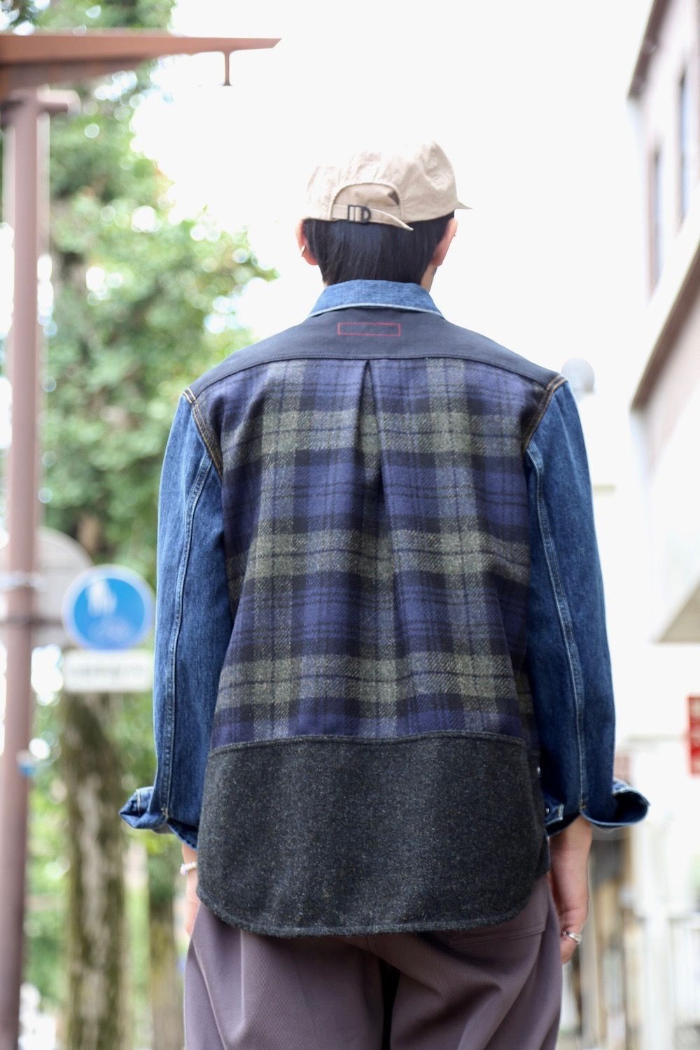 JUNYA WATANABE MANチェック切り替えしデニムジャケット-