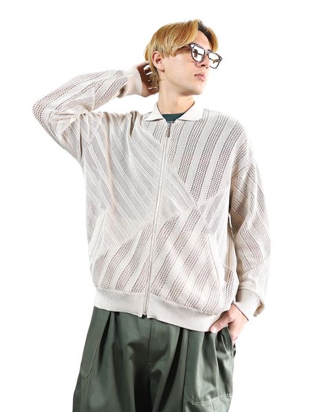 YOKE 新作 COTTON MESH STRIPE ZIP-UP CARDIGAN style.2024.2.23