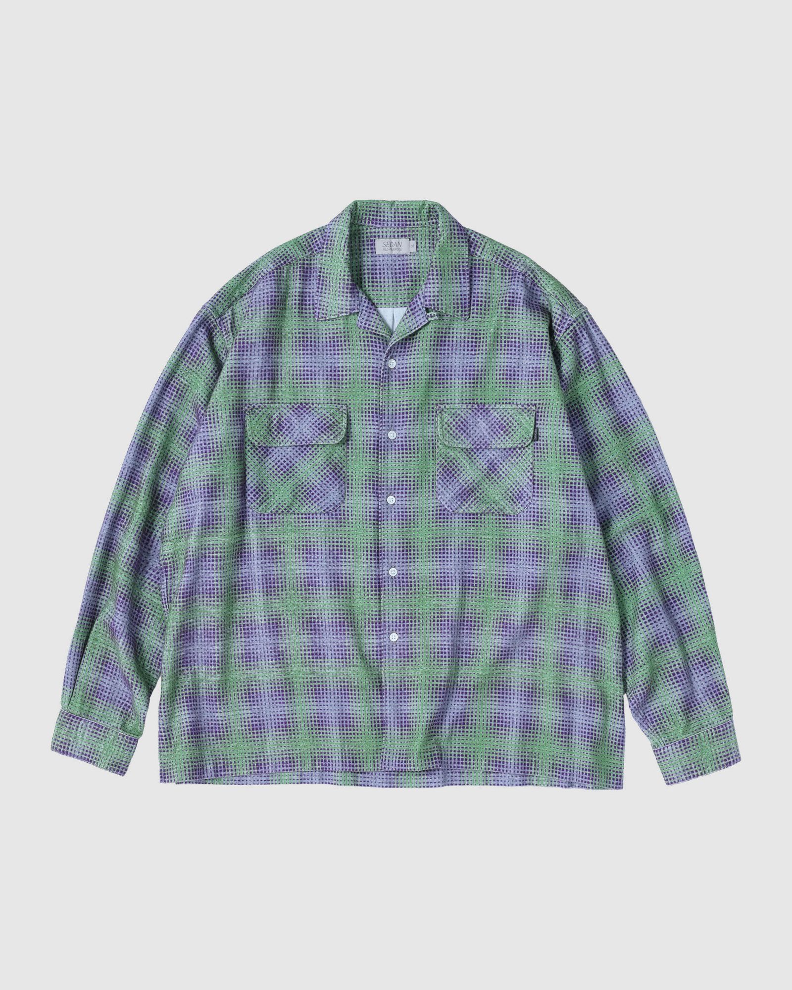 セダンオールパーパス FW25 Printed Plaid Flannel Open Collar Shirt(SD25F-SH02)Green×Purple☆9月6日(土)発売！