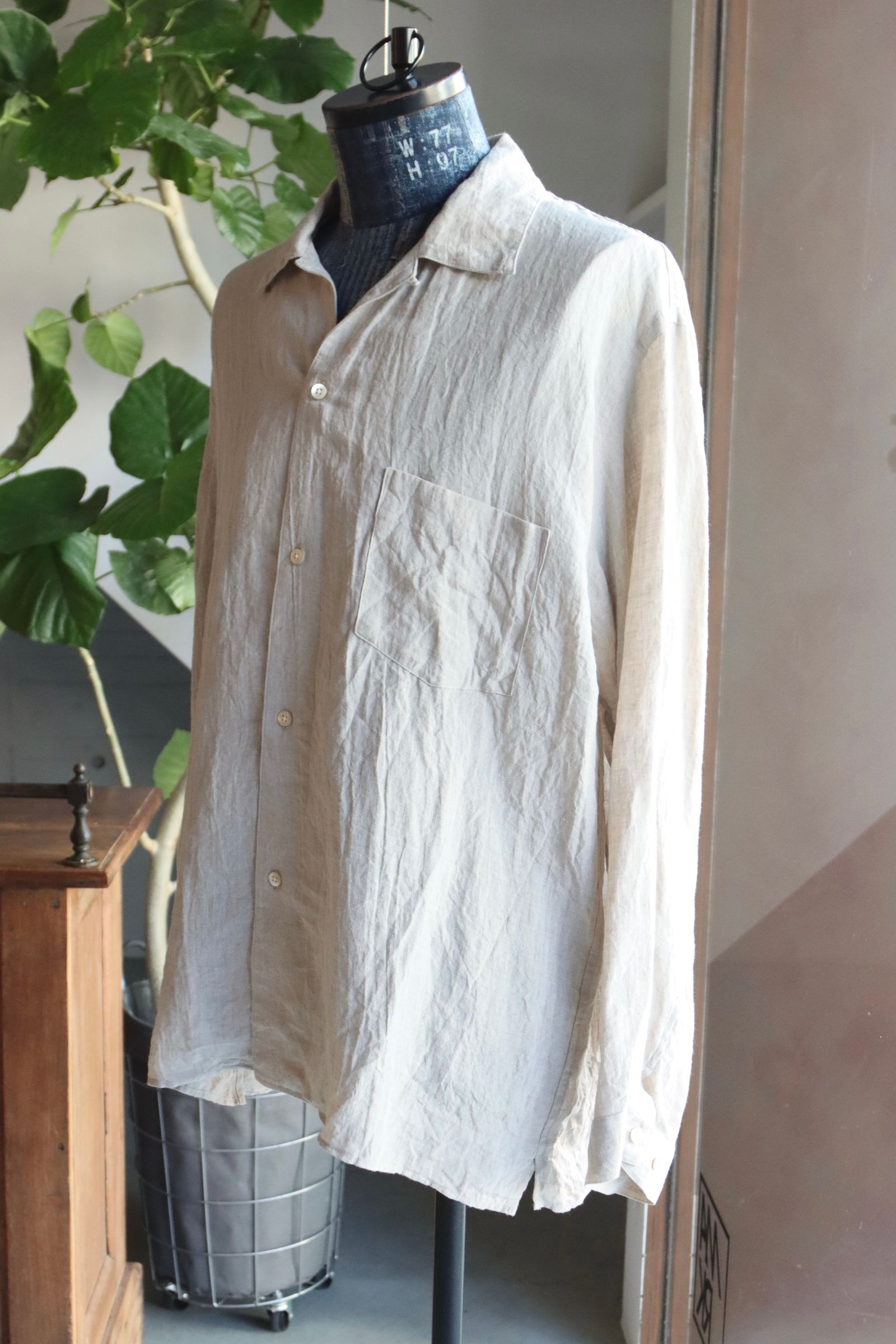 blurhms 25FW Linen Open-collar Shirt L/S(BHS25F020)natural
