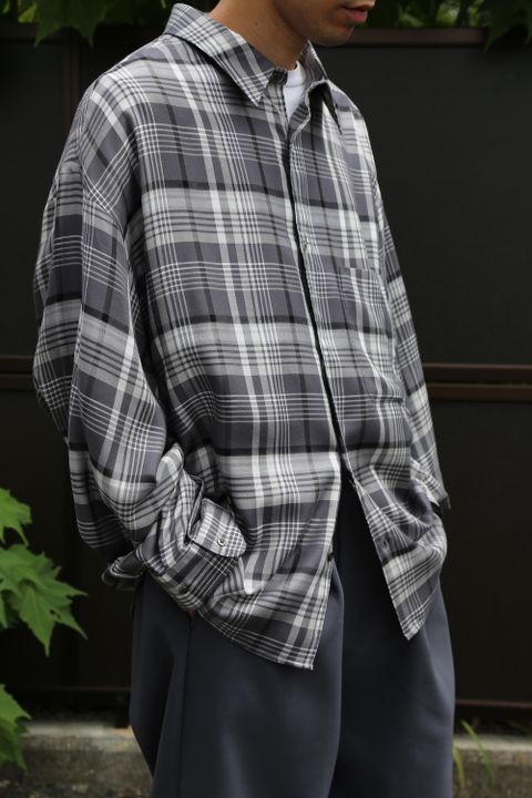 Graphpaper Tencel Check Regular Collar Big Sleeve Shirt"BLACK×GRAY"Style.2020.8.28.