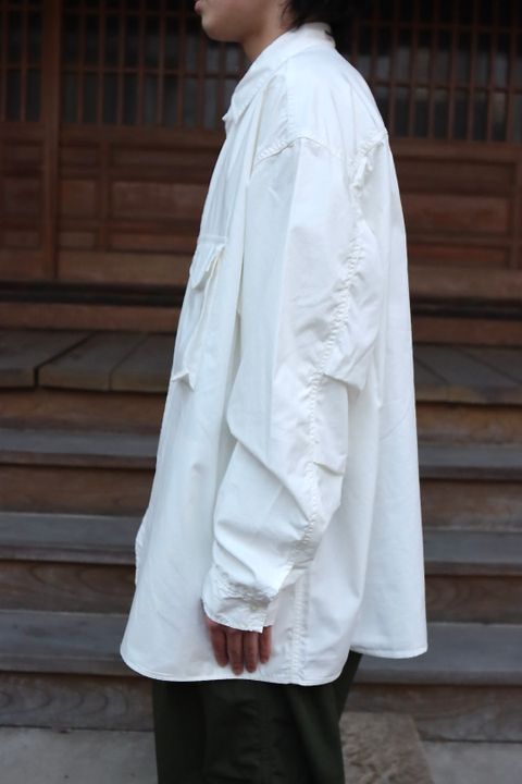 Graphpaper 22SS Garment Dyed Poplin Fatigue Shirt"WHITE"style.2022.2.5.