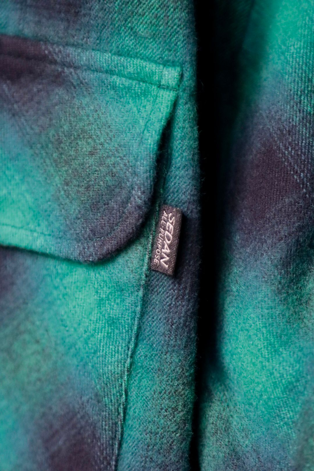 セダンオールパーパスFW23 Brushed Ombre Plaid Open Collar Shirt (SD23F-SH02)Green Plaid