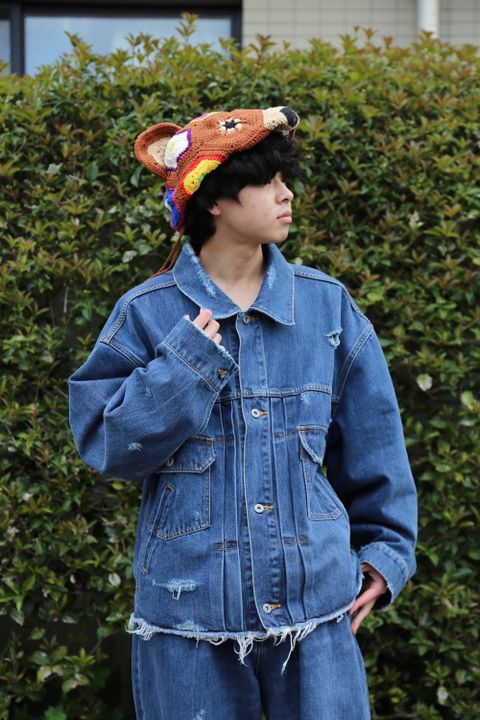 doublet 21ss DAMAGED SILK DENIM JACKET(21SS05BL114) style 2021.04.14.