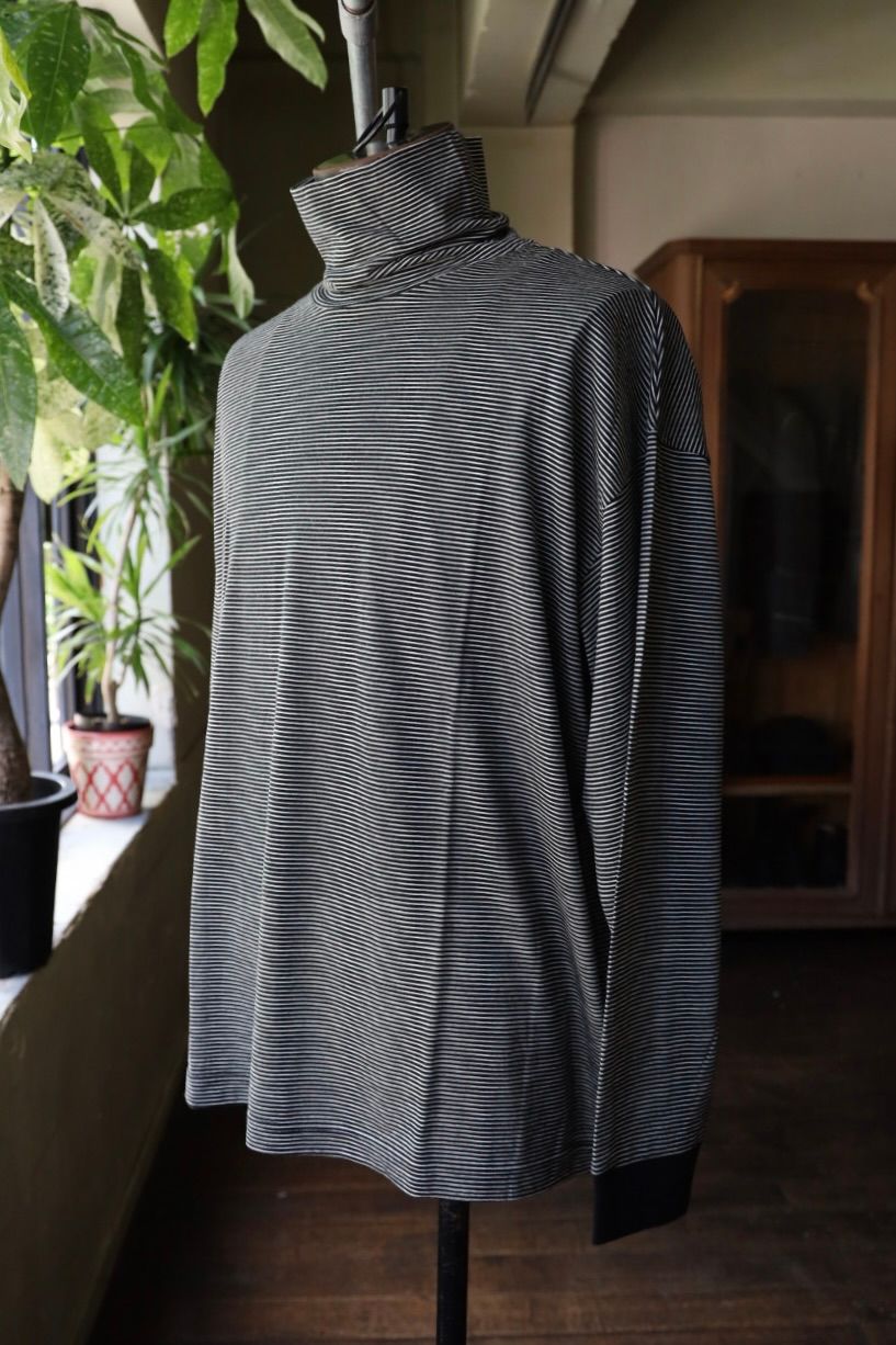 グラフペーパー 25AW Wool Border L/S Turtle Neck Tee(GU253-70231B)BLACK×WHITE☆9月6日(土)発売！
