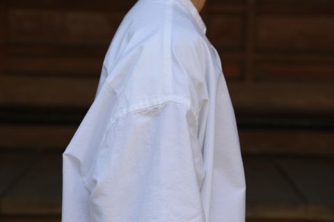 Graphpaper Oxford Oversized Band Collar Shirt(GM211-50137B) style. 2021.04.18.
