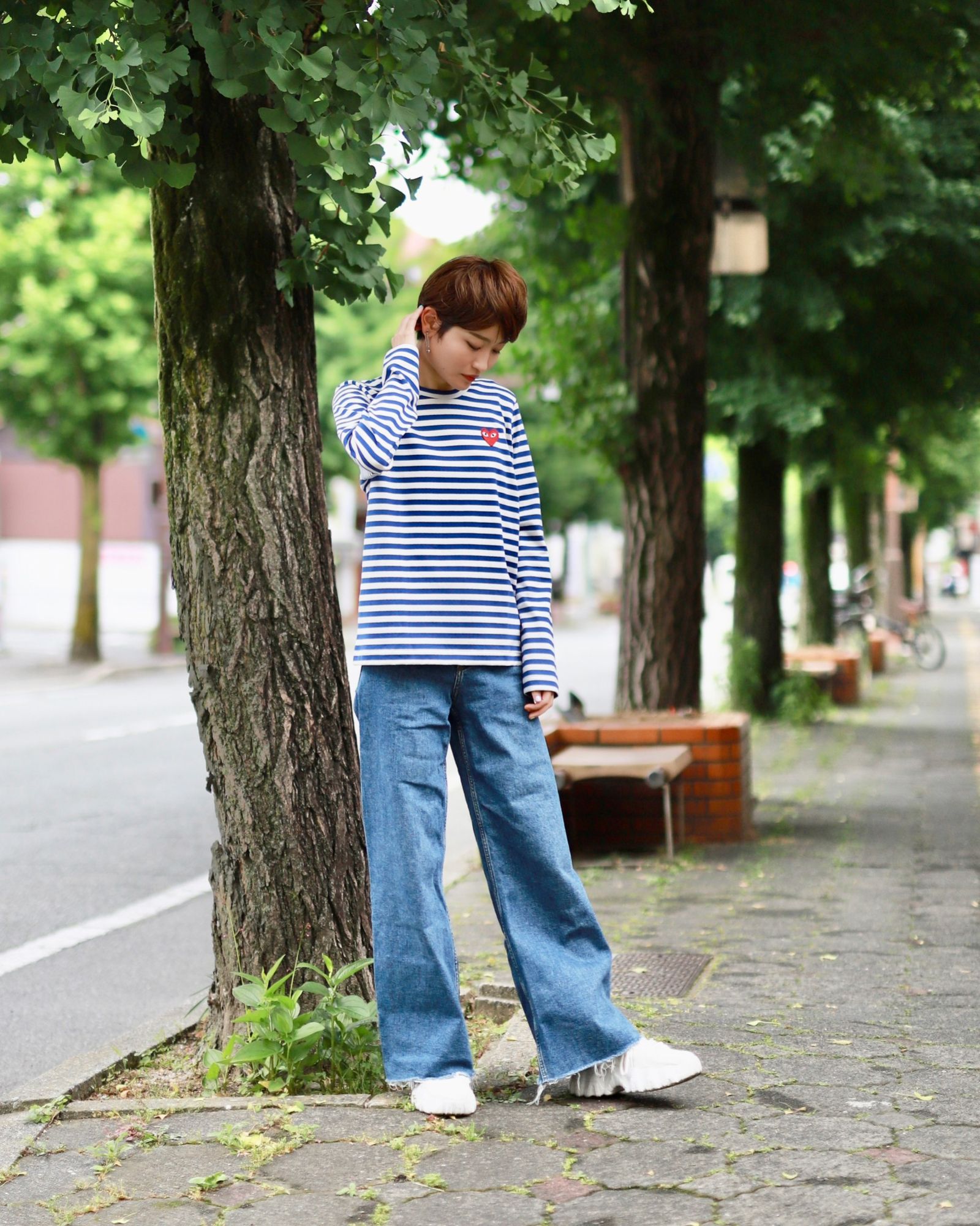PLAY COMME des GARCONS レディース Striped T-Shirt style