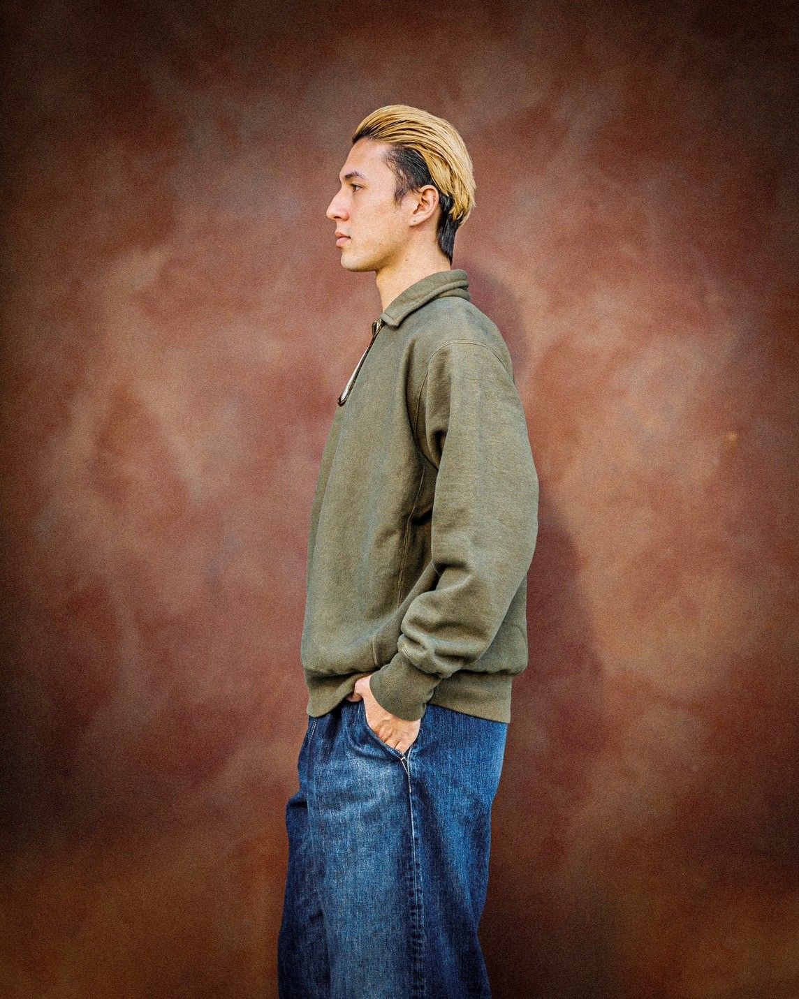 A.PRESSE Vintage Half Zip Sweat Shirt(OLIVE) 1月25日(土)新作発売！