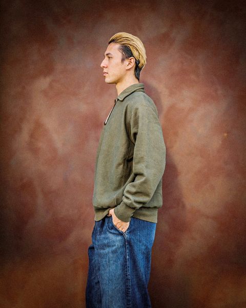 A.PRESSE Vintage Half Zip Sweat Shirt(OLIVE) 1月25日(土)新作発売！