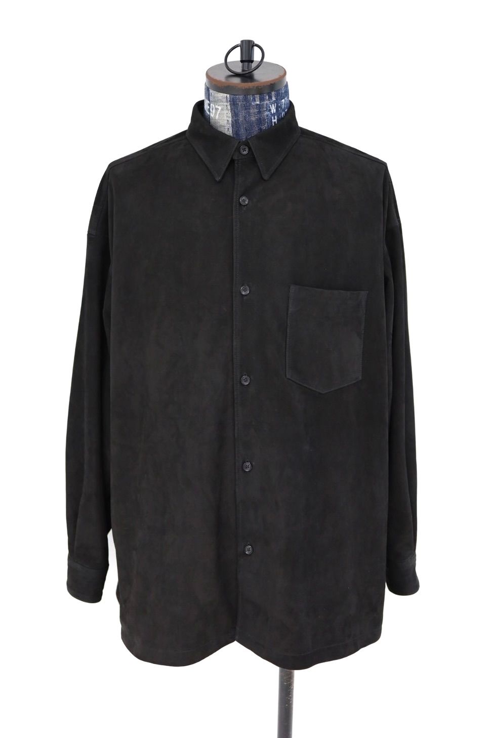 グラフペーパー26SS Cow Nubuck Leather L/S Oversized Regular Collar Shirt(GU261-50406)BLACK☆2月28日(土)発売！