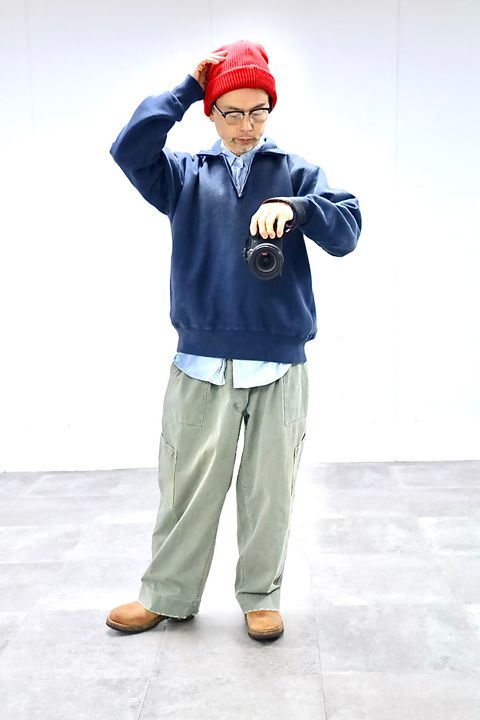 A.PRESSE 2026 STYLE1 Vintage Half Zip Sweatshirt"BLUE"スタイル