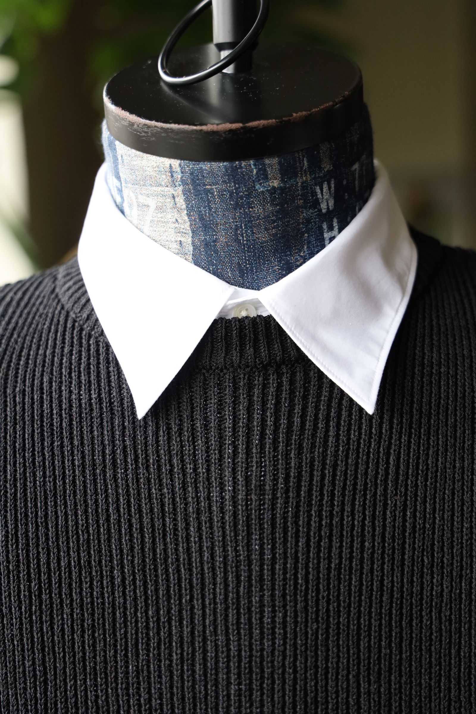 グラフペーパー 25SS Linen Solotex Loose Rib Crew Neck(GU251-80119)BLACK