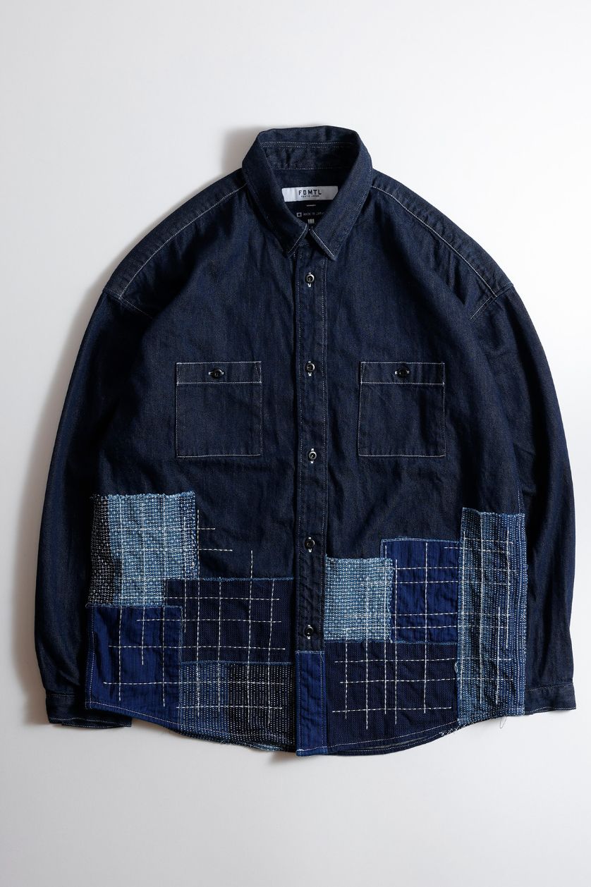 ファンダメンタル デニムシャツ DENIM SASHIKO SHIRT RINSE (FA25/SH14R)INDIGO