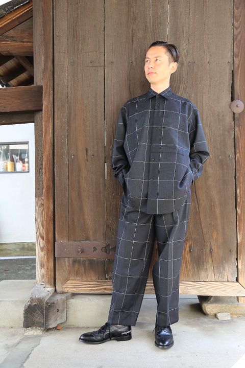 YOKE NAVY CHECKセットアップスタイル.2020.11.1.