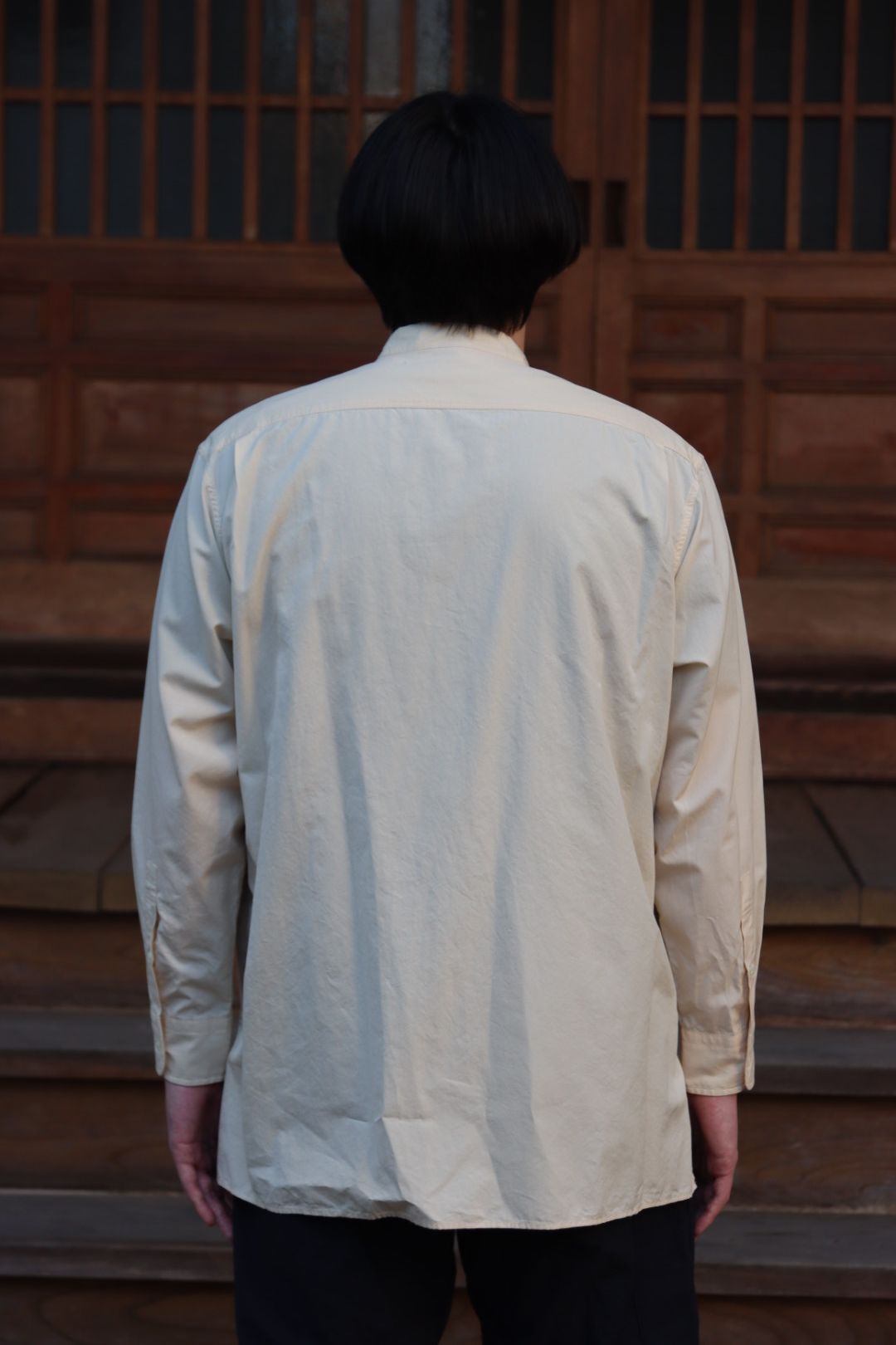 Ets.MATERIAUX Band collar shirt(OFF WHITE)style. | 2139 | mark