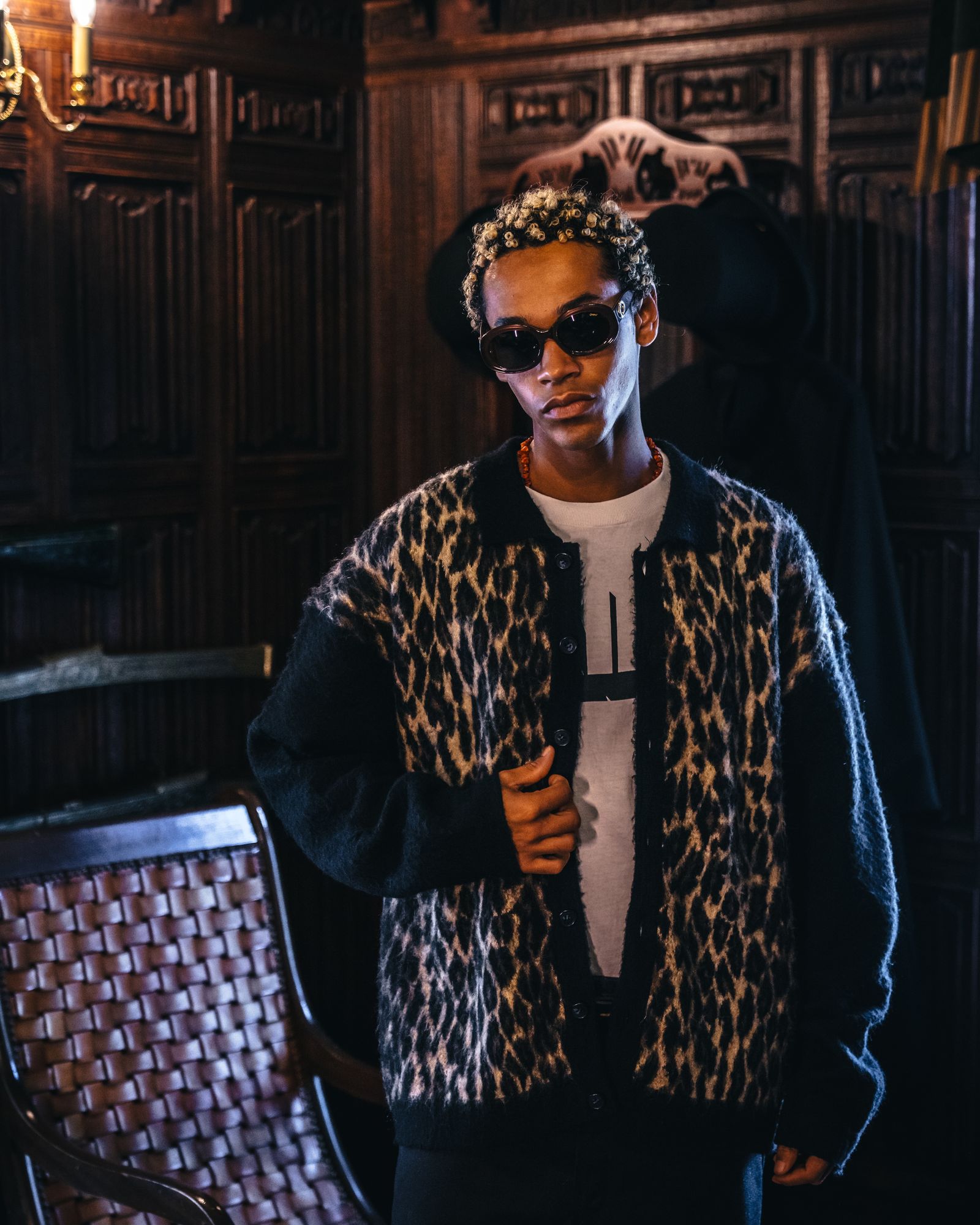 セントマイケル  LEOPARD KNIT CARDIGAN(SM-HR1-0000-073)BLACK★10月11日(土)発売！