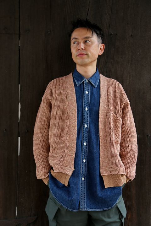 YOKE 5G CONNECTING RIB CARDIGAN"BEIGE MIX"style.2021.3.7.