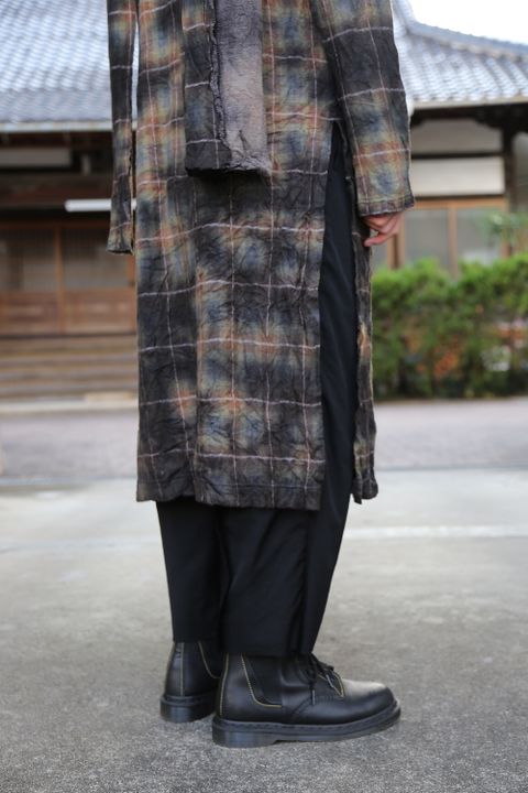 yohji yamamoto チェックJQ製品ムラ染めボウタイロングシャツStyle .2020.10.2.