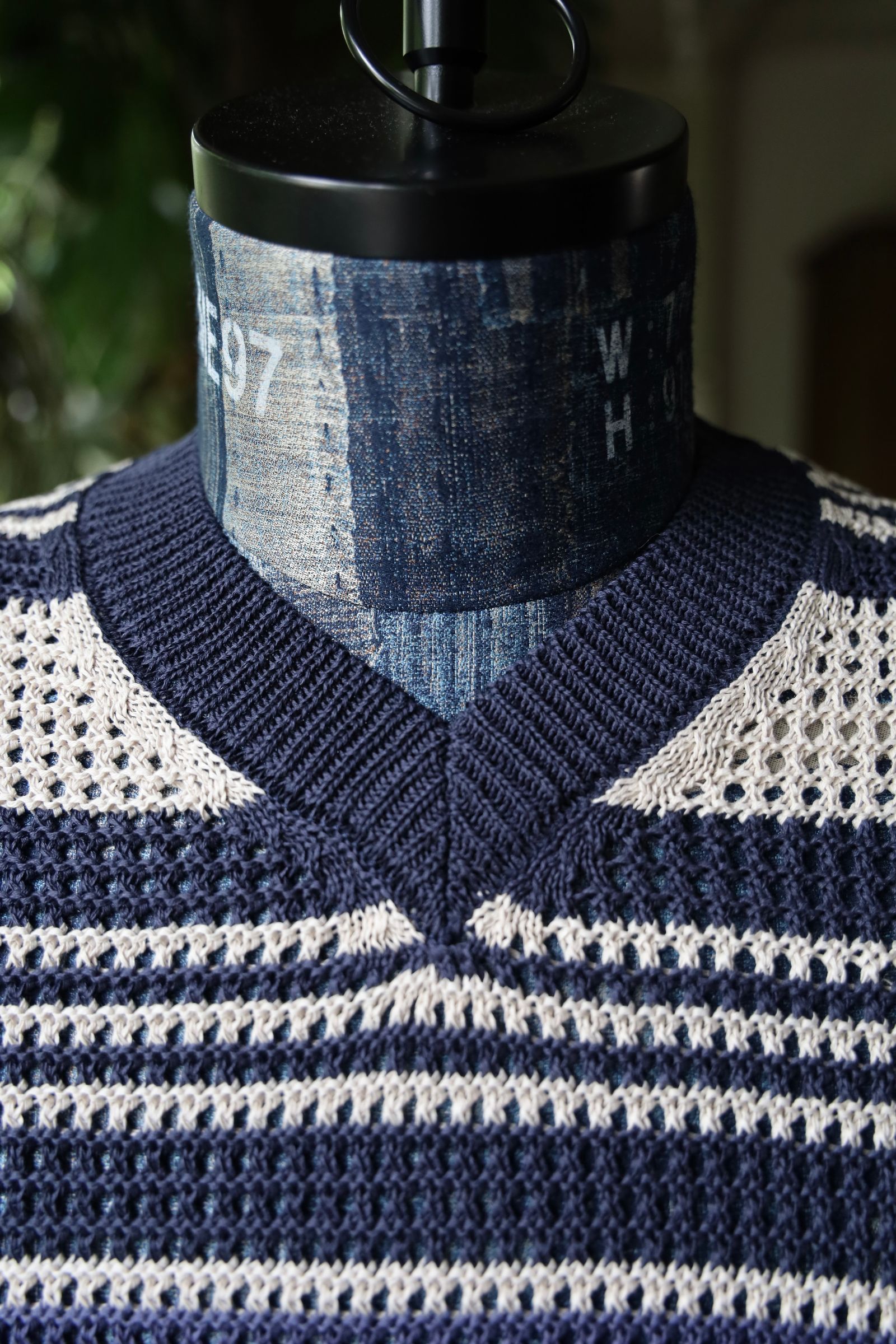 ヨーク24SS BORDER MESH KNIT VEST(YK24SS0722S) NAVY×BEIGE