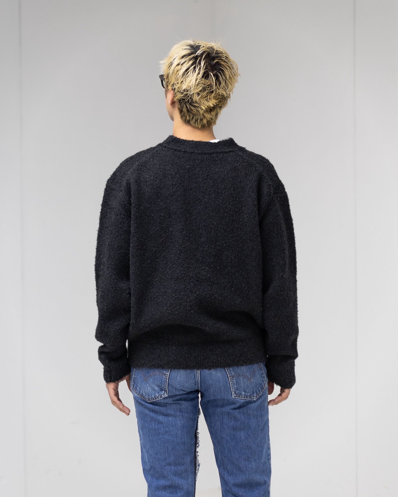 A.PRESSE Cashmere Mole Yarn Cardigan MARKスタイル