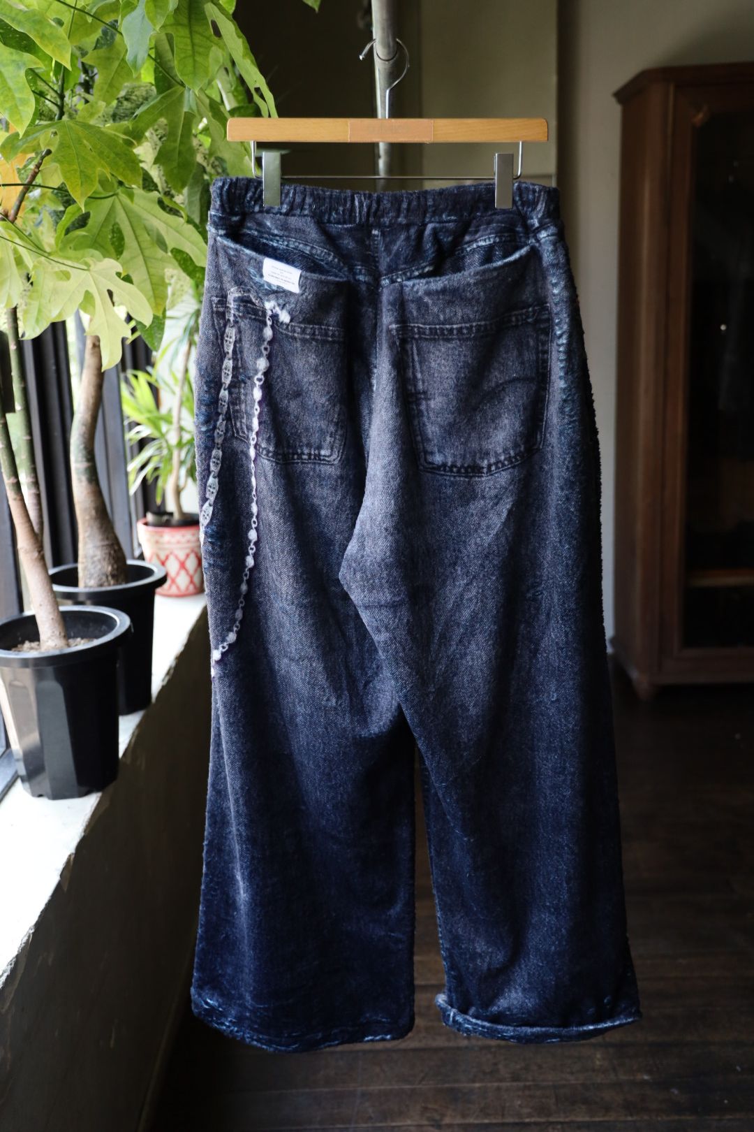 トーキングアバウト ジ アブストラクション 25AW FLEECE DENIM PRINT WIDE PANTS (2526AW-PT-005)BLACK☆新作発売！