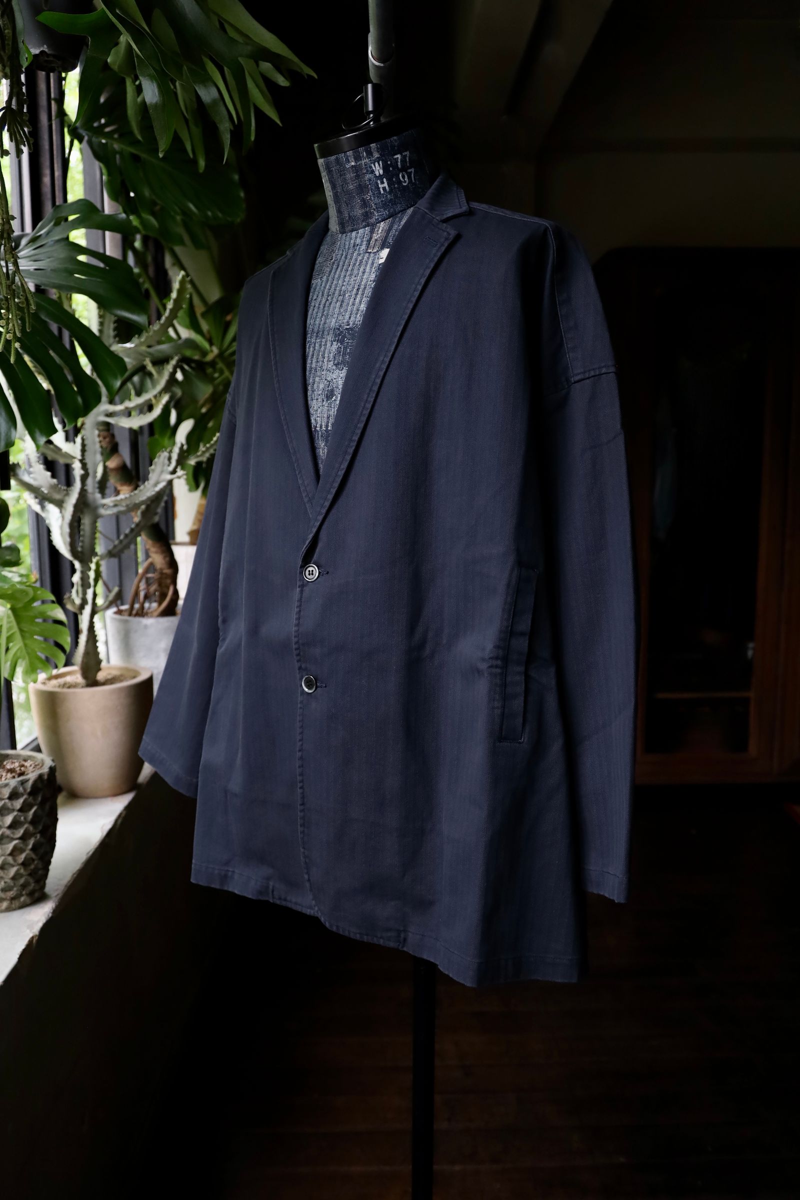 S.F.C 24FW エスエフシーTAILORED SHIRT JACKET HERRINGBONE(SFCEW24S01)Navy