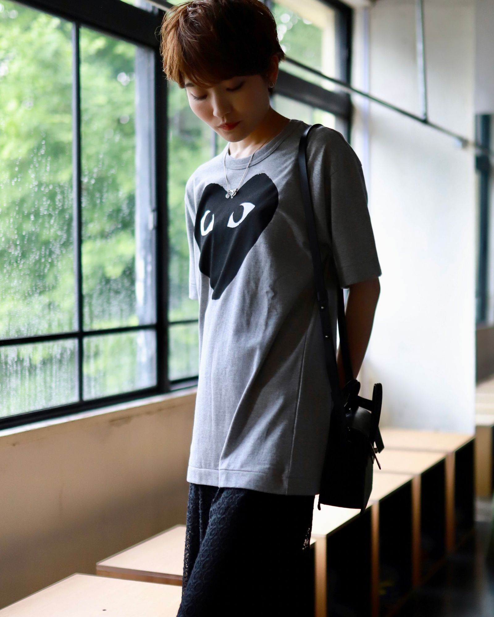 PLAYプレイコムデギャルソン ブラックハートTシャツBLACK HEART (GRAY)