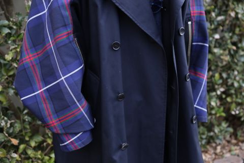 KIDILL Trench Coat(KL447) "Navy×Blue Tartan" style 2020.12.23.