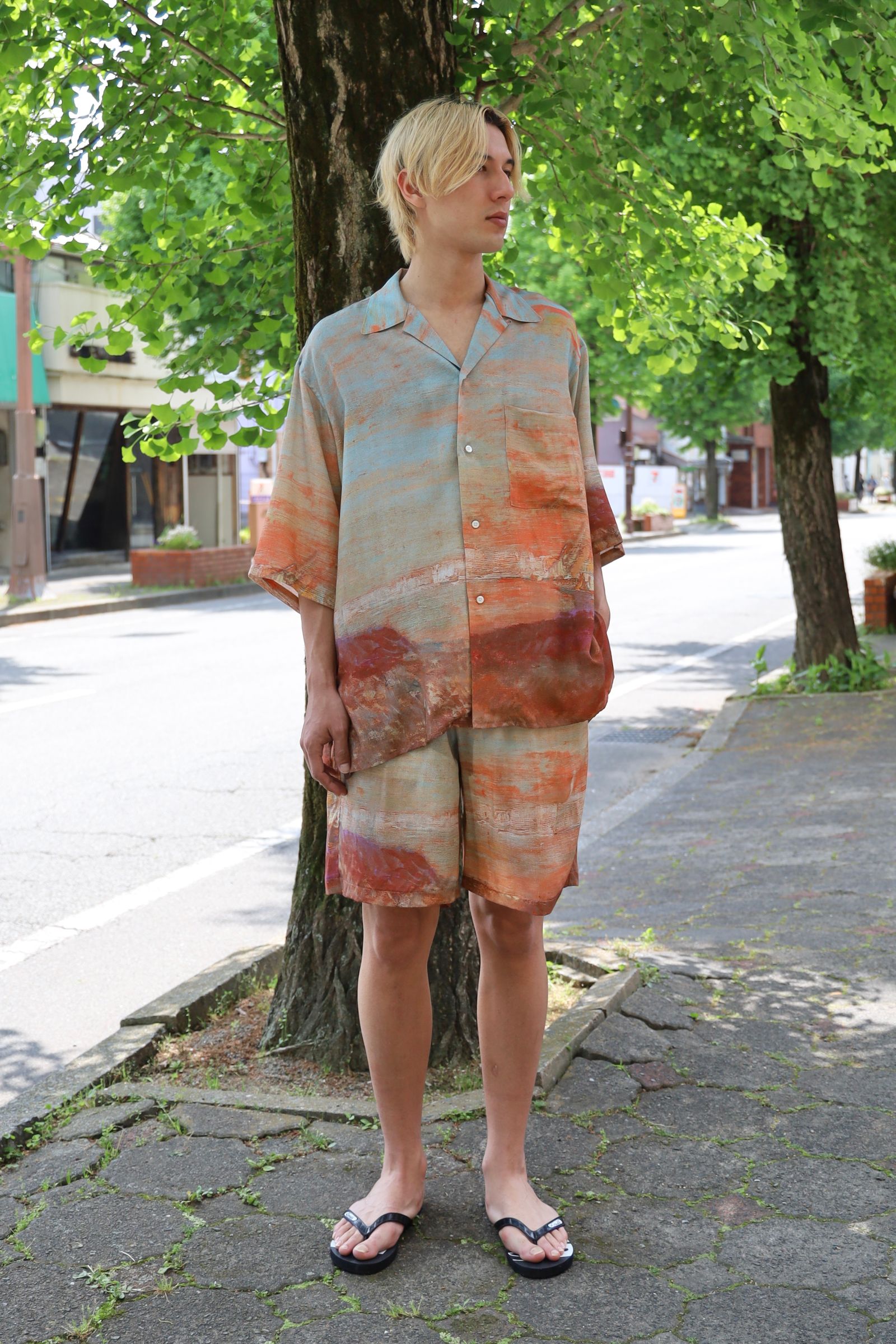 YOKE 24SS 新作LANDSCAPE PRINTED OPEN COLLAR SHIRT style 2024.5.5 | 4714 | mark