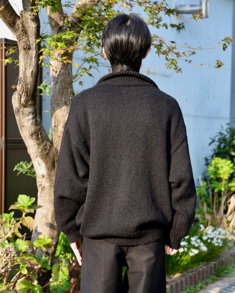 Graphapaper Cotton Wool Slub Oversized Half Zip Knit MARK STYLE