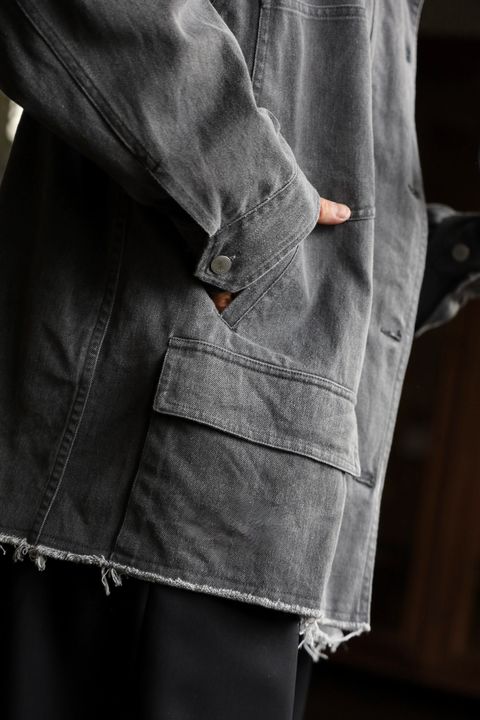 YOKE COTTON CUT-OFF COVERALL JACKET"GRAY"スタイル