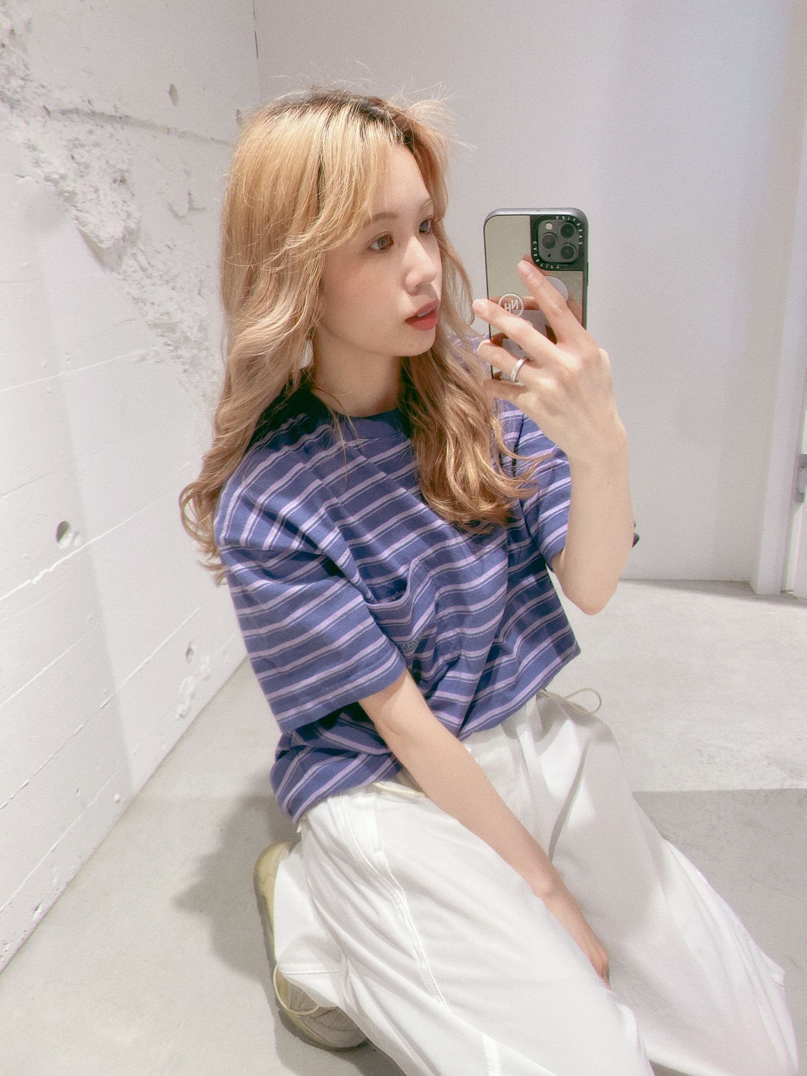 セダンオールパーパス SS24  Striped S/S Pocket Tee(SD24S-CT05)Navy Purple☆4月20日(土)発売！