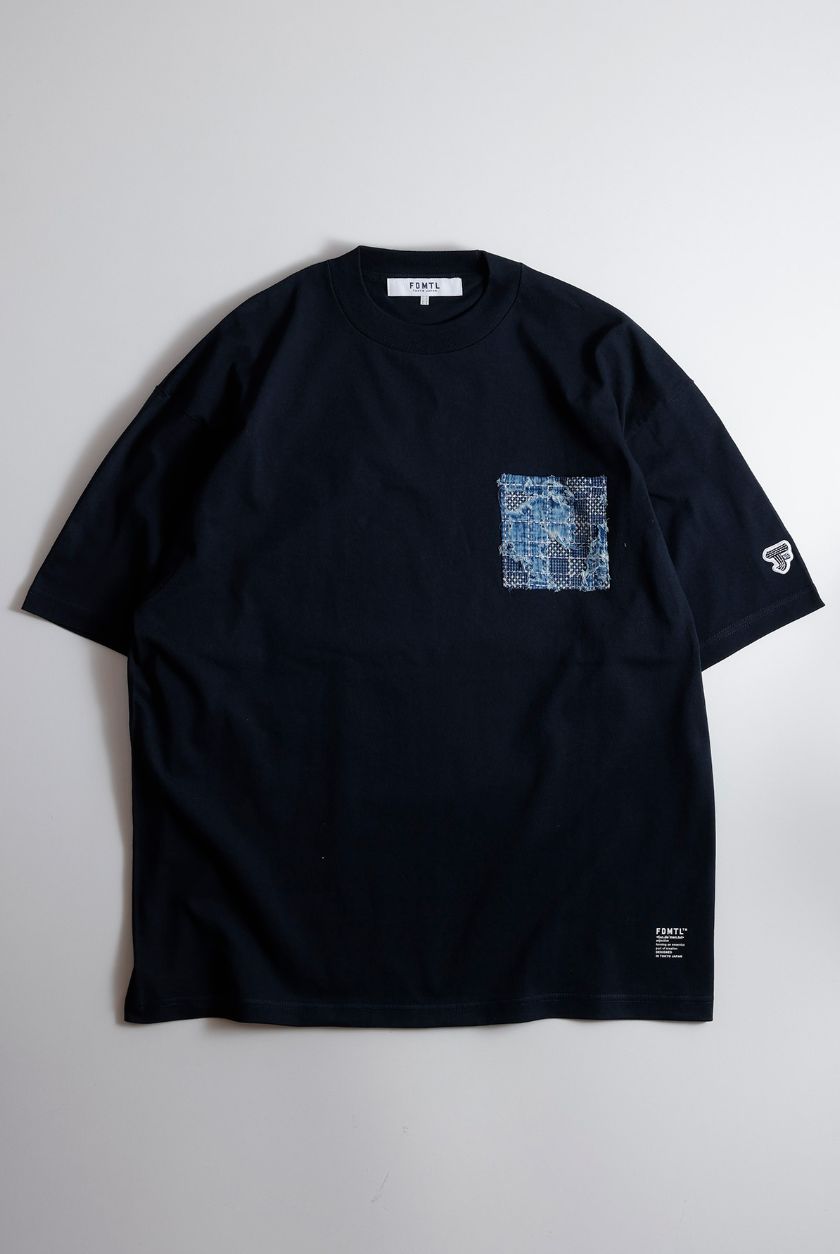 ファンダメンタル Tシャツ BORO POCKET TEE(FA25/TE12)NAVY