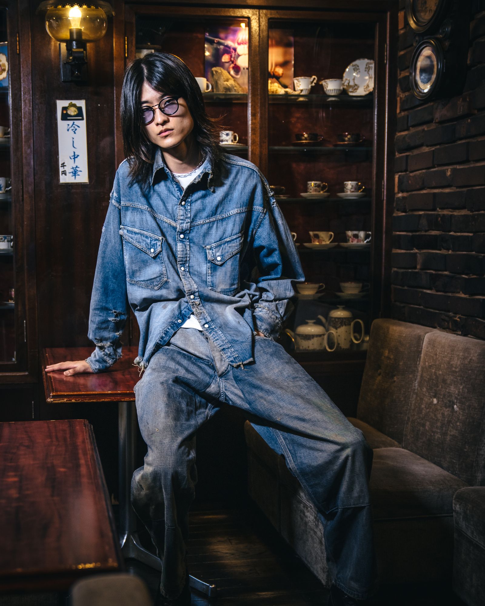 23AW セントマイケル DENIM SHIRT デニムシャツ L BLUE-