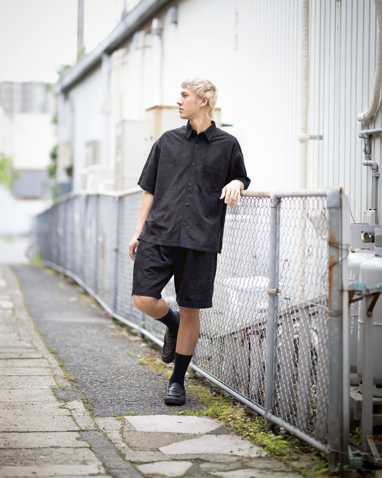 Graphpaper Cow Nubuck Leather S/S Oversized Regular Collar Shirt PICK UP STYLE