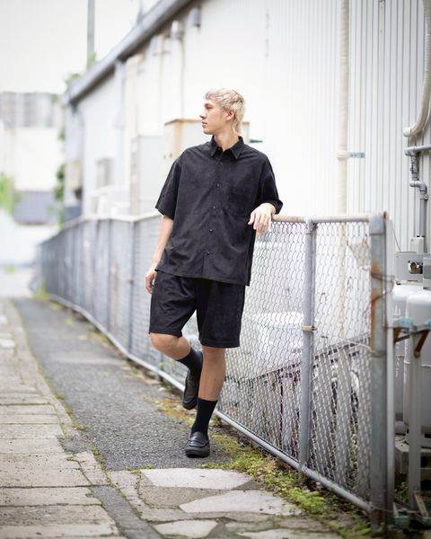 Graphpaper Cow Nubuck Leather S/S Oversized Regular Collar Shirt PICK UP STYLE
