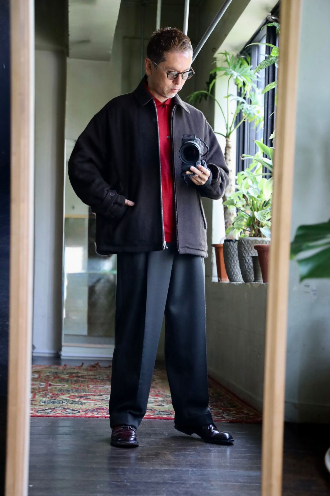 COMME des GARCONS HOMME 26FW ウールライトリバーシブルキルティングジャケット"BROWN"スタイル