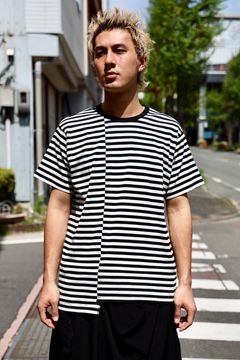 Yohji Yamamoto 天竺ボーダー Tシャツ (HK-T55-074)BLACK☆新作発売！