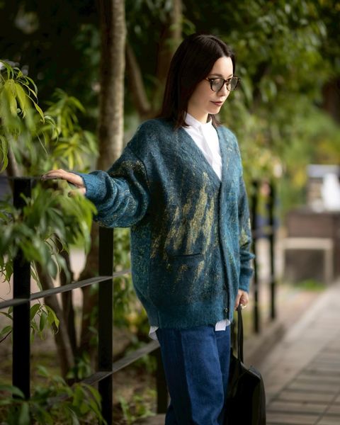 YOKE Abstract Jaquard Mohair Cardigan style 2025.11.29
