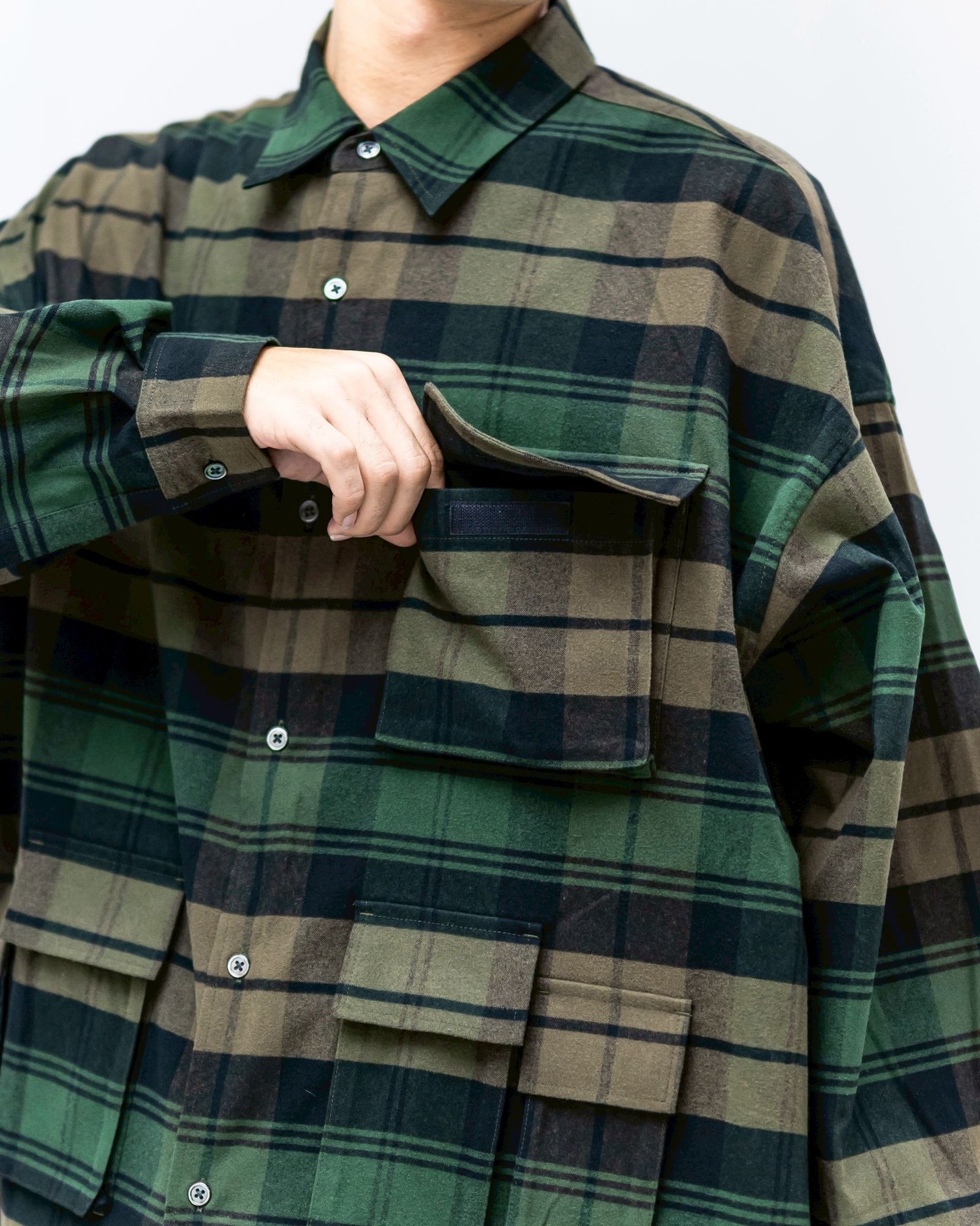 FreshService  FLANNEL CHECK MULTI POCKET SHIRT (GREEN)☆11月15日新作発売！