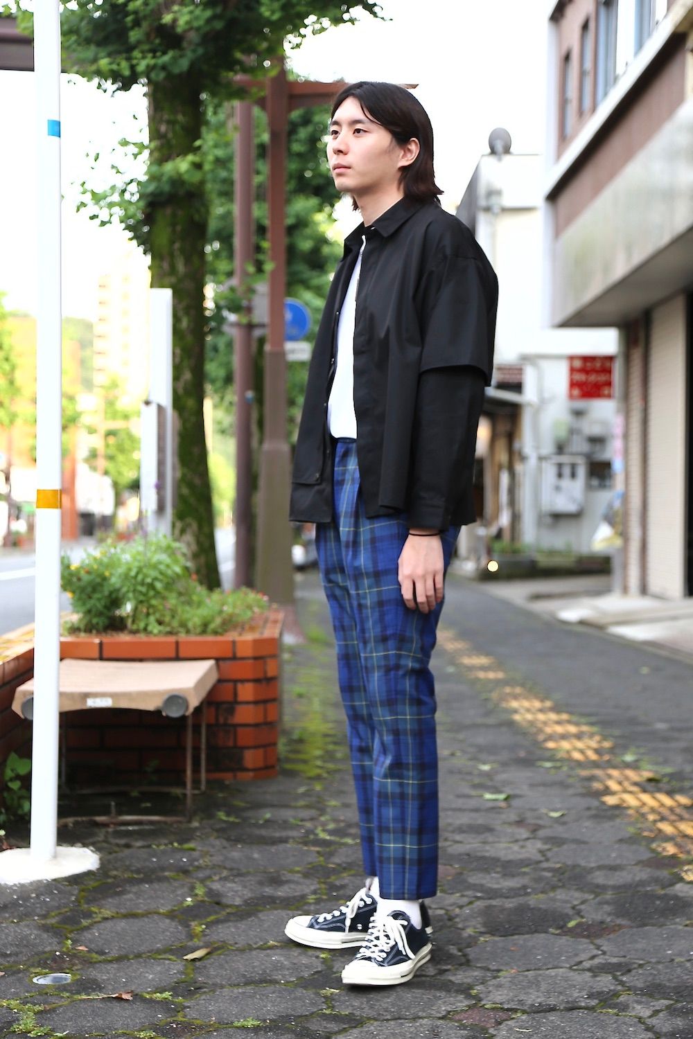 JieDa TARTAN CHECK TUCK SLACKS"NAVY"スタイル.2020.7.25.