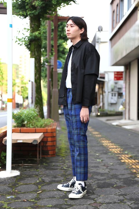 JieDa TARTAN CHECK TUCK SLACKS"NAVY"スタイル.2020.7.25.