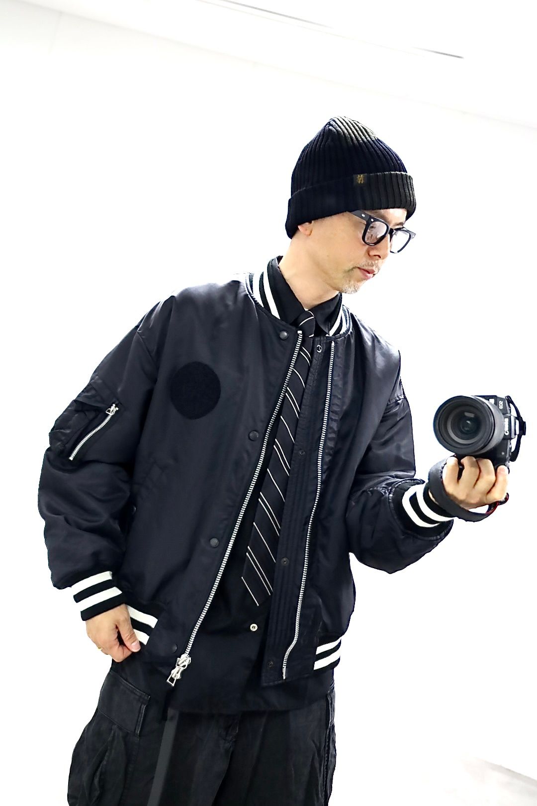 COMME des GARCONS HOMME 26FWリブライン入りナイロンツイルジャケット"BLACK"スタイル