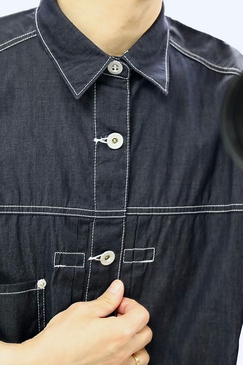 COMME des GARCONS HOMME 26SS綿ライトオンスデニム半袖シャツスタイル