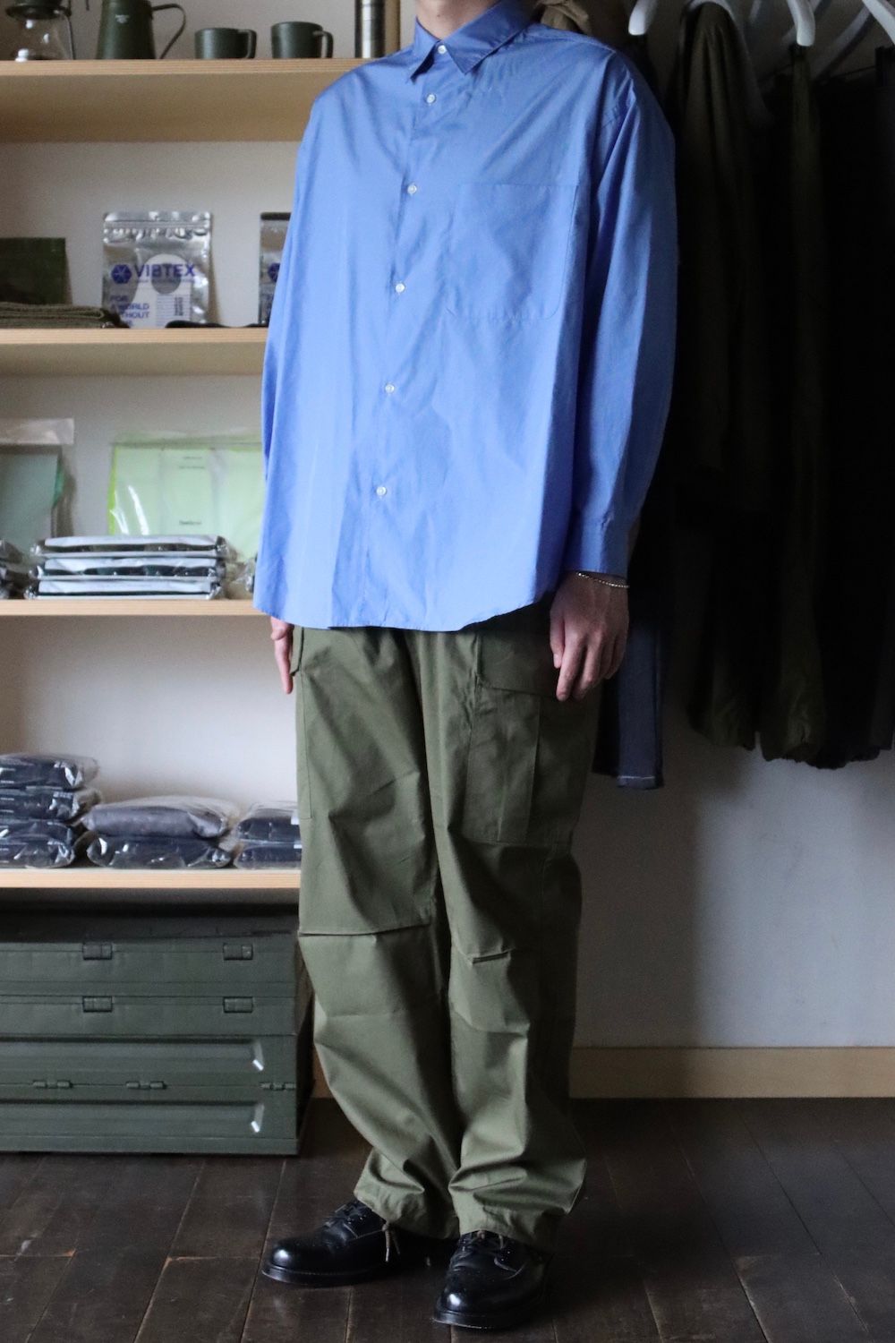 Graphpaper Broad Oversized L/S Regular Collar Shirt(GM214-50013) style.2021.10.17.