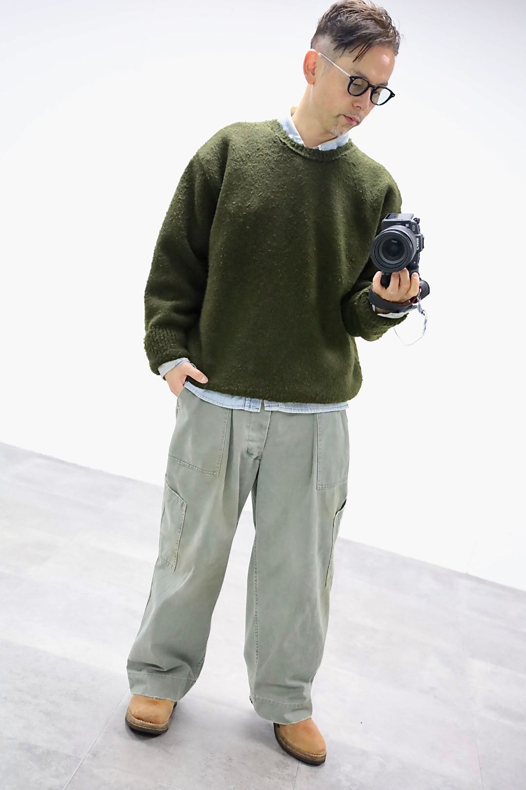 アプレッセ 2025 STYLE2 Cashmere Mole Yarn Pullover Sweater(25AAP-03-20)KHAKI☆10月25日(土)発売!