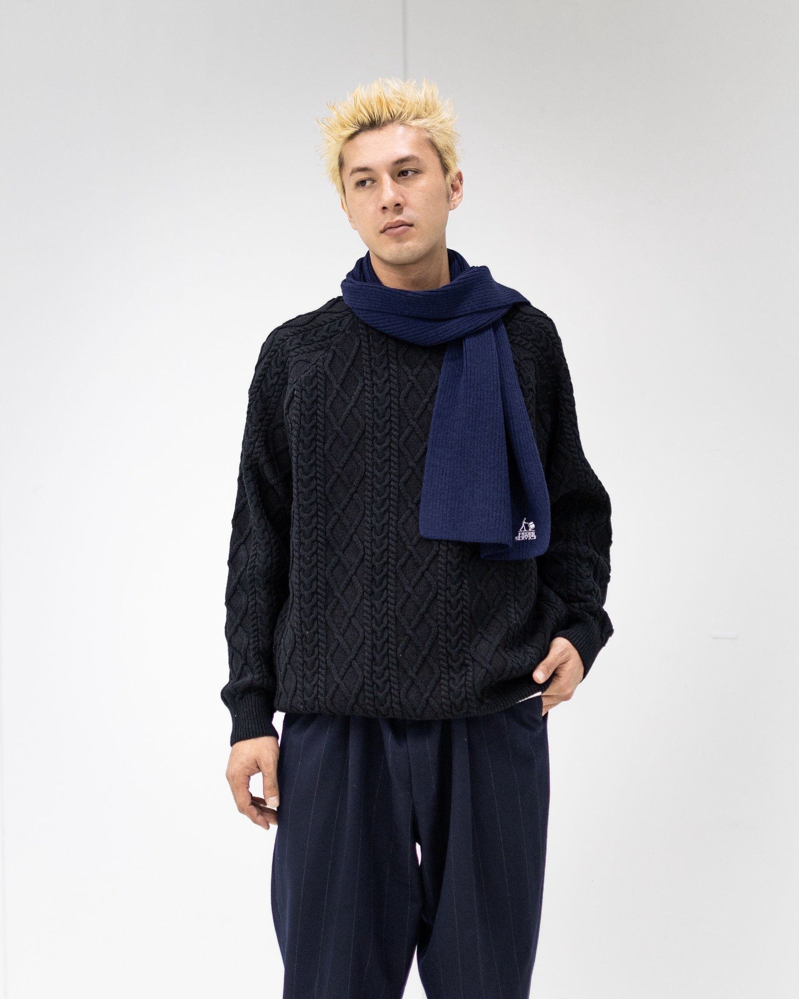 フレッシュサービスTHERMAL RIB KNIT SCARF(FSP254-90067)NAVY☆11月15日(土)発売！