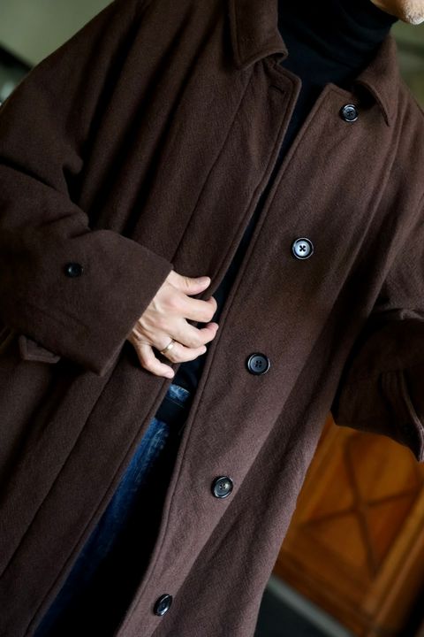 blurhms Classic Wool Balmacaan Coat"BROWN"スタイル.2025.10.13.